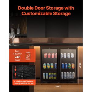 Frigorifero Commerciale per Bevande da 246 Lattine con Porte in Vetro Regolabili e Controllo Digitale della Temperatura per Bibite, Birra e Altri Prodotti da Cucina - Product Image 2