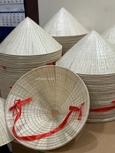 Vietnamese Bamboo Palm <b>Leaf</b> Conical Symbol Hat Striped Waterproof Chin Strap Fishing Unisex Adults Traditional Straw Hat Vietnam - Product Image 1