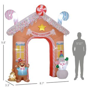 Christmas Outdoor Holiday Yard Decorations Inflatable Gingerbread House Archway - Product Image 3