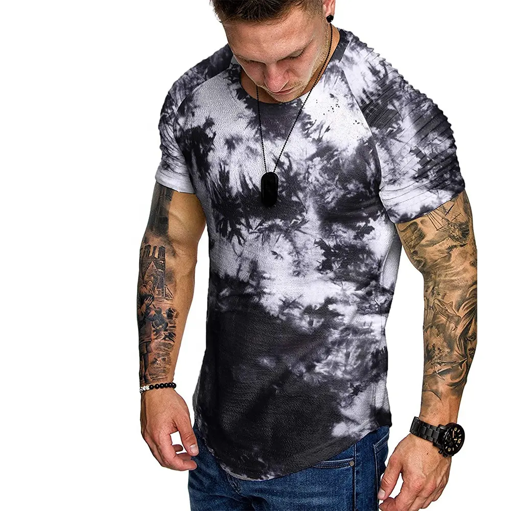 Nouveau design Tie Dye T-shirts Pour Hommes D'été Hip Hop Style 100% coton hommes t-shirts avec acide cravate die lavé à manches courtes t-shirt