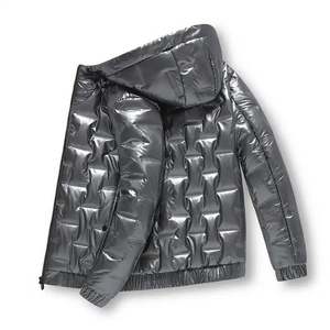 Blouson matelassé brillant personnalisé pour homme, coupe droite, col montant, design sur mesure, idéal pour l'extérieur - Product Image 6