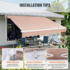 Tenda da Sole Retrattile Manuale 4m x 13m x 8ft, Impermeabile, in Poliestere per Esterni, per Porte e Finestre - Product Image 5