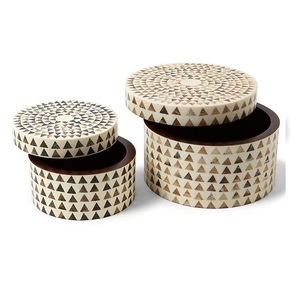 Resin Inlay Jewelry Organizer Round Box Floral Marble Storage Case with Lid for Dresser Vanity Tabletop - Product Image 4