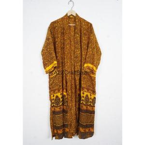 Kimono de Seda Japonesa de Lujo para Mujer, Estilo Indio, con Parches, Cuello en V, Cierre con Cordón, Manga Tres Cuartos, 100% Seda - Product Image 1