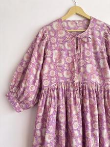 Lightweight 100% Boho Floral Print Maxi <b>Dress</b> With Puff Sleeves Loose Fit Viscose Summer Casual <b>Dress</b> O-Neck <b>Elastic</b> Waist - Product Image 2