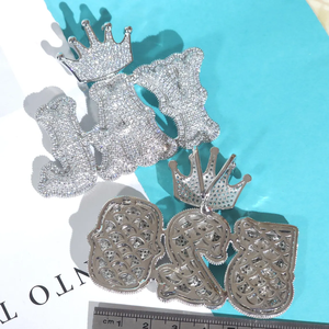 Collier Pendentif Chiffre Personnalisé en Zircon Bling avec Couronne, Bijoux Hip Hop pour Hommes, Plaque Nom Personnalisée, Chaîne Cubaine, Cadeau - Product Image 5