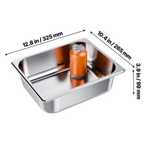 Set di 6 Vaschette per Buffet in Acciaio Inox, Misura 1/2, Profondità 4 Pollici, Antiaderenti, Riutilizzabili, Antiruggine, per Hotel e Ristoranti - Product Image 5