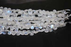Wholesale Rainbow <b>Moonstone</b> Faceted Briolette Beads 6.5-7 mm Heart Shape 8 Inches Side Cut Heart Natural Stone Rose Quartz - Product Image 3