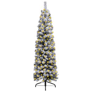 47.2 sottile \ "albero di natale verde in PVC con luci a LED e decorazioni eleganti per le vacanze sulla neve - Product Image 1