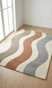 Alfombra Moderna Abstracta con Curva en S, Hecha a Mano con Lana, Antideslizante, Alfombra Contemporánea Suave para Sala de Estar, Dormitorio, Decoración del Hogar - Product Image 2