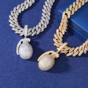 Colgante de moissanita en forma de granada hecho a mano de plata de ley 925, colgante con dije de granada – Accesorio de estilo urbano audaz - Product Image 5