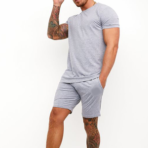 OEM Solid Front Logo Men's Summer Casual 2-Piece Sports Suit <b>Set</b> Half Zipper Shirts & Shorts Comfortable - Product Image 6