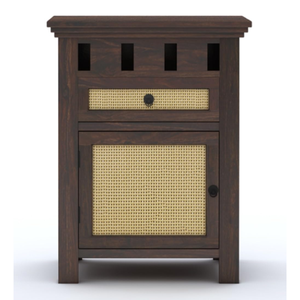 Table de chevet en bois artisanale pour chambre à coucher et salon avec 1 tiroir et rangement, table d'appoint en bois, ensemble de meubles pour la maison - Product Image 2