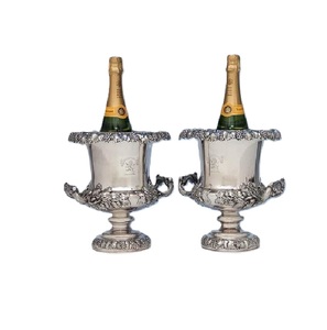 Seau à glace en métal avec poignée, design gaufré, finition argentée, seau à champagne et refroidisseur à vin, articles de bar, refroidisseur à bière - Product Image 1