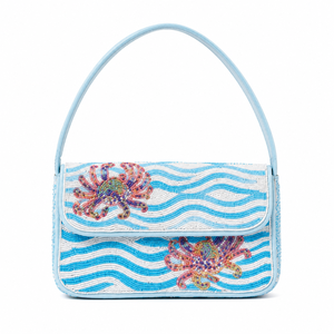 Luxury Hand Beaded Bohemian <b>Shoulder</b> Bag | Women Single <b>Strap</b> Ocean Wave Pattern Custom Size Fashion Handbag India OEM Supplier - Product Image 2