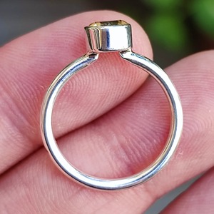 Citrine 925 Sterling Silver <b>Boho</b> Statement Promise <b>Ring</b> for Women Yellow Gemstone 8 mm Round November Birthstone Month - Product Image 6