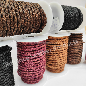 Kanpur Factory 12-Ply Round Braided Leather Cord Premium Full Grain Bovine Cording - Product Image 3