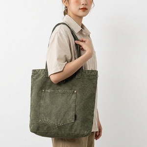 Sacs fourre-tout en jean de coton recyclé en gros avec sacs de courses écologiques pour les magasins de détail et l'utilisation d'emballages durables - Product Image 1