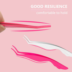 Pinzas para Extensión de Pestañas de Acero Inoxidable Curvadas con Degradado Rosa Dorado y Logotipo Personalizado, Herramienta Aplicadora de Pestañas DIY - Product Image 3