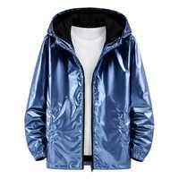 Blouson Bomber Unisexe Camouflage Enduit Imperméable Coupe-Vent en Laine Épaisse et Viscose avec Logo Frontal pour Soirées Formelles et Clubs