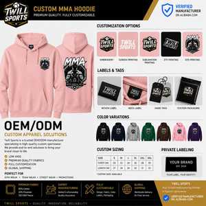 MMA Logo Men's Hooded <b>Sweatshirt</b> <b>Pink</b> 100% Cotton Fleece Regular Fit Casual Winter Anti-Wrinkle Pocket 370g - Product Image 2