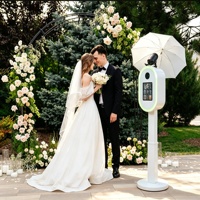 Kiosque à selfie ovale en métal détachable et réglable avec panneau personnalisé, anneau lumineux LED, flash, boîte à lumière, pour DSLR et iPad, idéal pour les célébrations intérieures et extérieures