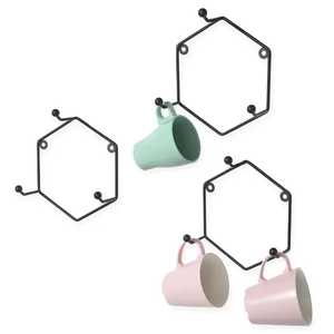 Gold Metal Mug Holder Stand with Circular Base and Six Hooks Holding Ceramic Coffee Cups Elegant <b>Kitchen</b> Organizer <b>Rack</b> - Product Image 1