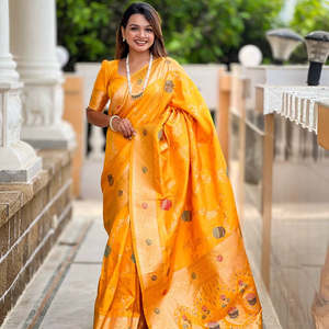 Sari indien classique de Banarasi avec des motifs de tissage royaux - Product Image 1