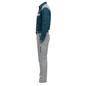 Ensemble chemise de travail à manches longues et pantalon cargo gris-vert personnalisé pour le personnel des installations industrielles, vente en gros, fabricant OEM - Product Image 6