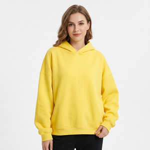 Sudadera con Capucha Corta para Hombre, Color Amarillo Sólido, Manga Raglán, Informal, Sin Forro - Product Image 3