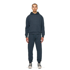 Completo da <span class=keywords><strong>uomo</strong></span> <span class=keywords><strong>beige</strong></span> con felpa con cappuccio e pantaloni jogger, vestibilità regolare, tinta unita, in cotone pesante, ecologico - Product Image 2