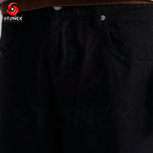 Jean en denim noir classique coupe droite pour homme, cinq poches, décontracté, en coton, style streetwear minimaliste, vente en gros - Product Image 6