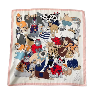 Pañuelo cuadrado con diseño de gato de dibujos animados, multifunción, imitación de seda, para la cabeza, diadema, cinta para el pelo, pañuelos para la cabeza, pañuelo para el cuello para mujer - Product Image 1