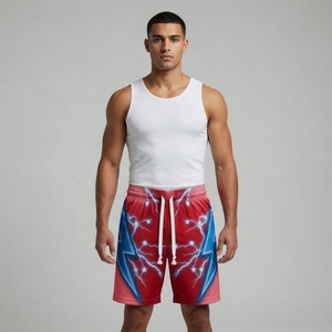 Red Thunder Bolt Lightning Sublimation Mesh Shorts Unisex High Performance Athletic Wear - Product Image 1