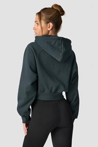 Nouvelle conception – Ensembles de sport d'hiver personnalisés à capuche pour femmes – Pulls amples en coton uni à manches longues et crop tops à capuche - Product Image 6