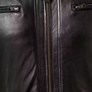 Veste de motard en cuir noir sur mesure pour homme, coupe ajustée, en peau de mouton de luxe, fabricant en gros, très bien cotée - Product Image 6