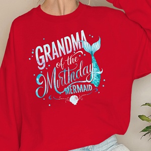 Sweat-shirts tricotés décontractés pour femmes avec imprimé « Grand-mère de la sirène des anniversaires » - Product Image 5