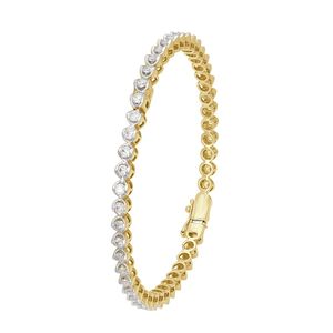 Yellow Gold Lab Grown Diamond Pear Link Tennis Bangle Pair - Product Image 1