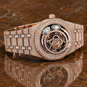 Montre de luxe pour homme en moissanite haut de gamme, pierres VVS, bracelet entièrement pavé - Product Image 1