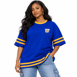 T-shirt personnalisé de la sororité Sigma Gamma Rho, logo brodé sur le devant, bleu et or, manches courtes, pour femme, vêtements grecs - Product Image 1