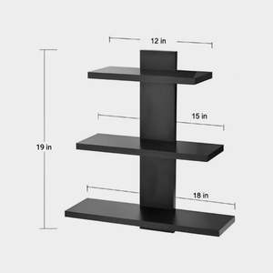 Estante de Pared de Madera para Decoración del Hogar, Acabado Brillante, Juego de 1, Negro - Product Image 2