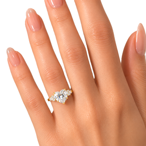Bague de fiançailles en or massif 10K 14K 18K avec cinq diamants de laboratoire en forme de cœur, alliance Art Déco, cadeau d'amour - Product Image 6
