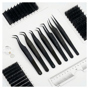 Custom Eyelash Extension Tweezers Set Professional Fiber Tip <b>Lash</b> Tweezers Black Precision <b>Kit</b> Volume Fan Isolation Tweezers - Product Image 1