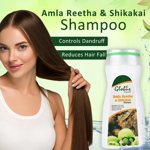 Shampoo Amla Reetha Shikakai pour le soin des cheveux avec formule nettoyante à base de plantes, aide à nourrir les cheveux et à les maintenir lisses et d'apparence saine. - Product Image 4