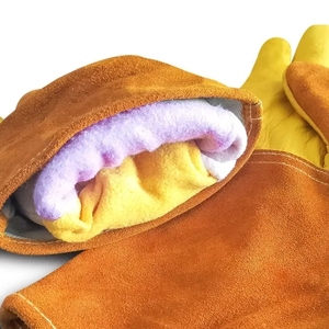 Guantes de Seguridad Resistentes al Calor de Cuero, 10 Pulgadas, Puño Recto, Protección Contra el Calor, Duraderos, Textura Suave, Dedos Antideslizantes - Product Image 4