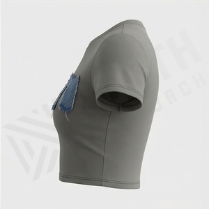 เสื้อยืดครอปแขนสั้นสำหรับผู้หญิง สไตล์เซ็กซี่ พิมพ์โลโก้ได้ตามต้องการ เสื้อคลับลำลอง ระบายอากาศได้ดี สีสันปรับแต่งได้ - Product Image 3