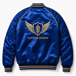 Wholesale Satin Bomber <b>Jacket</b> Custom Logo <b>Mens</b> Lightweight Baseball Outerwear Private Label Clothing Manufacturer - Product Image 2