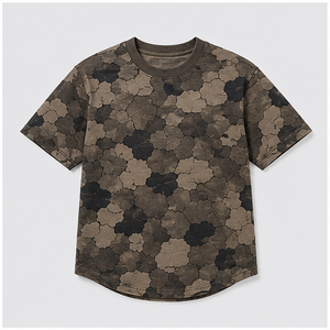T-shirt à manches courtes pour homme, col rond, imprimé camouflage effet terre craquelée brun cendré personnalisé MTS-CAMO-0032 - Product Image 1