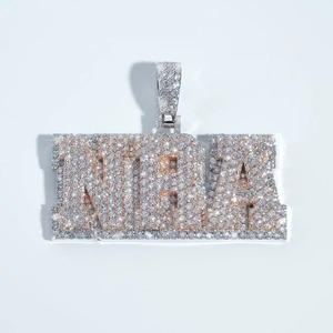 Iced Out Moissanite Letter <b>Pendant</b> 925 <b>Silver</b> Hip Hop Themed Charms Everyday Wear Jewelry <b>Initial</b> Letter Two Tone <b>Pendant</b> - Product Image 3
