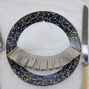 Servilleta de Lino 100% Puro Natural Blanca Lisa con Borde Decorativo con Volantes, Fabricante y Proveedor Personalizado de Textiles para el Hogar - Product Image 3